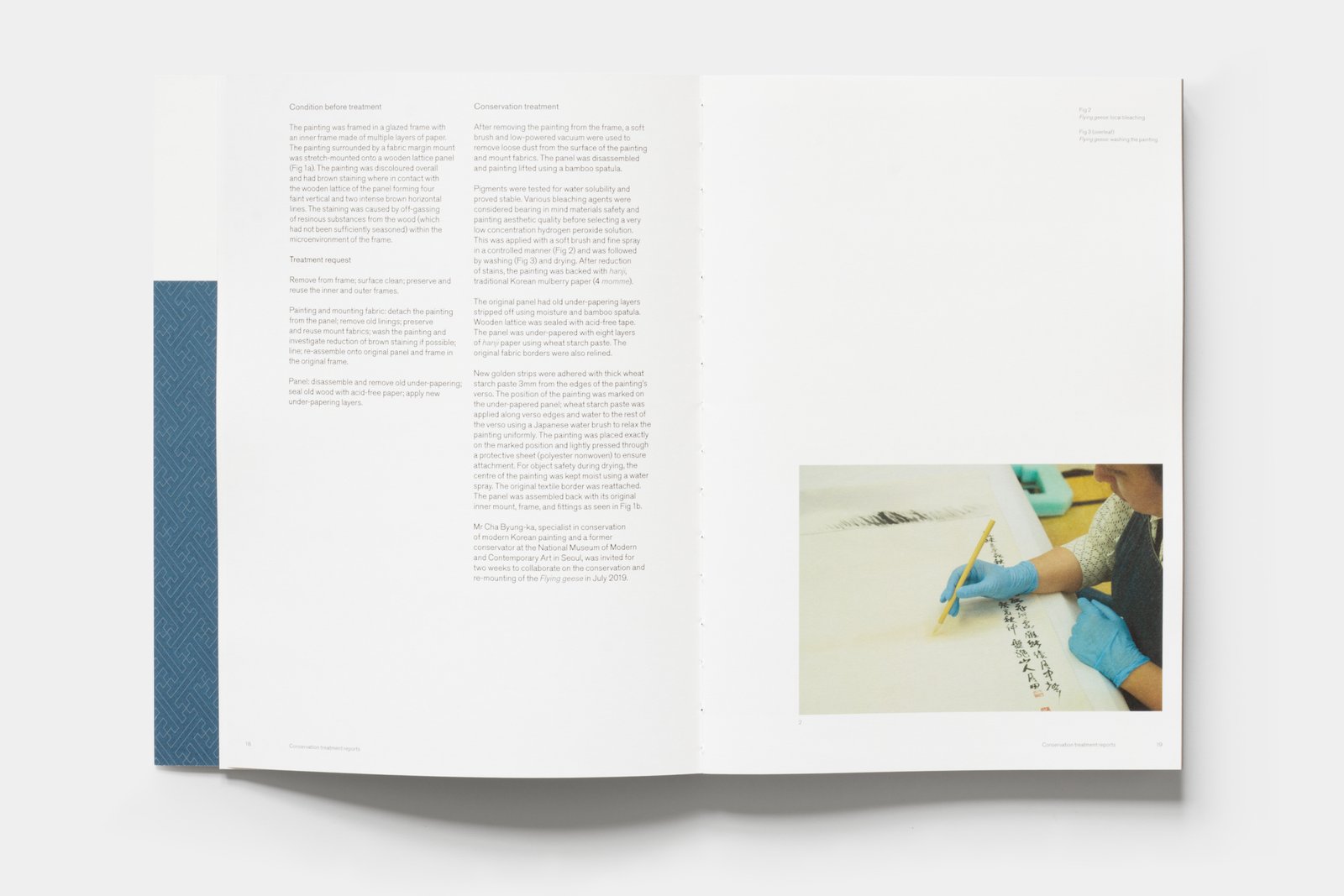 Inside spread providing background information on a restoration project.