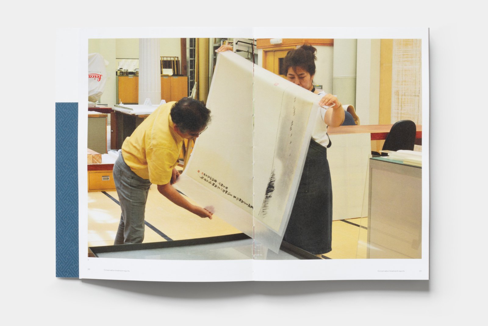 Inside spread illustrating the restoration work with a full-bleed image.