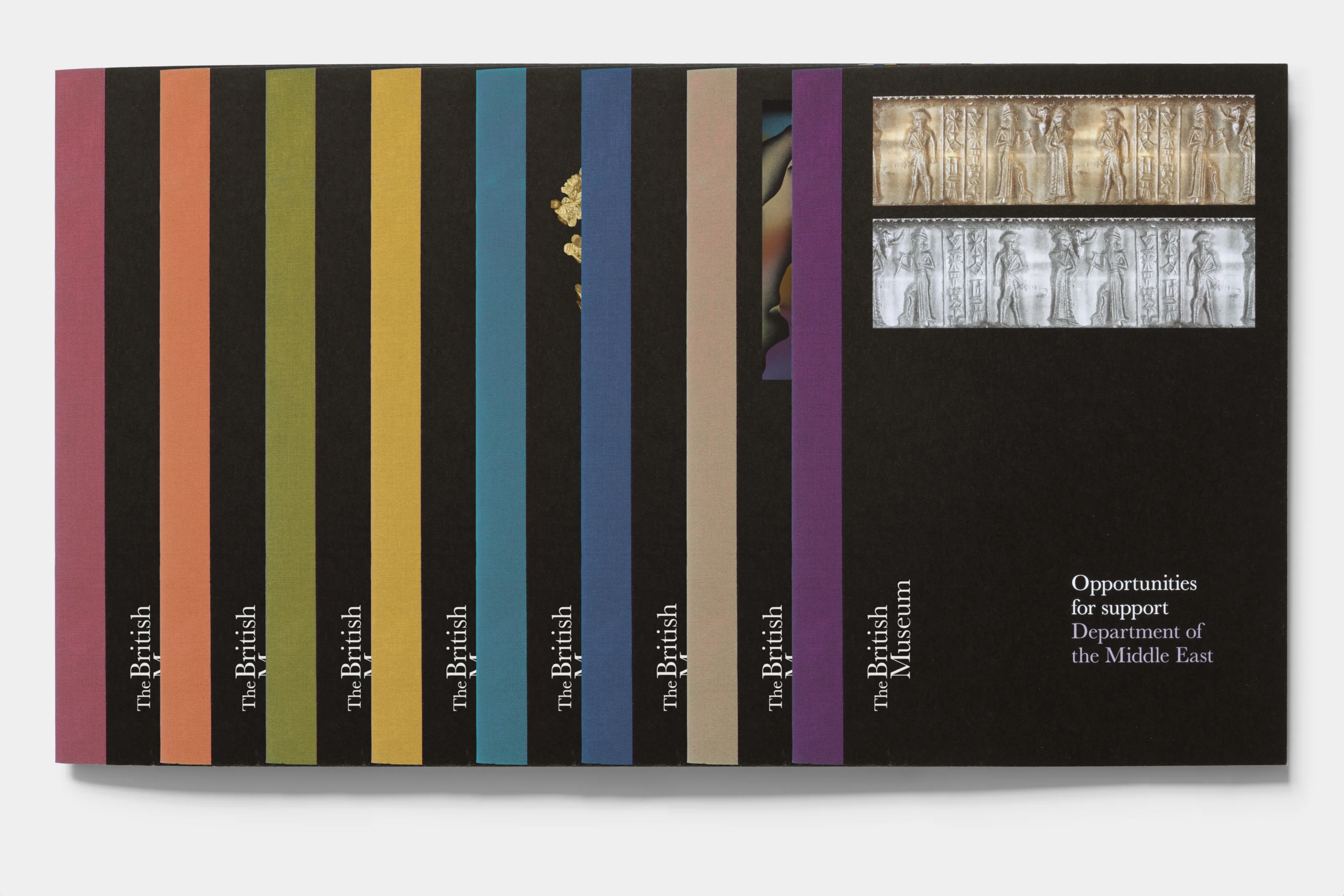 All eight brochures in a row.