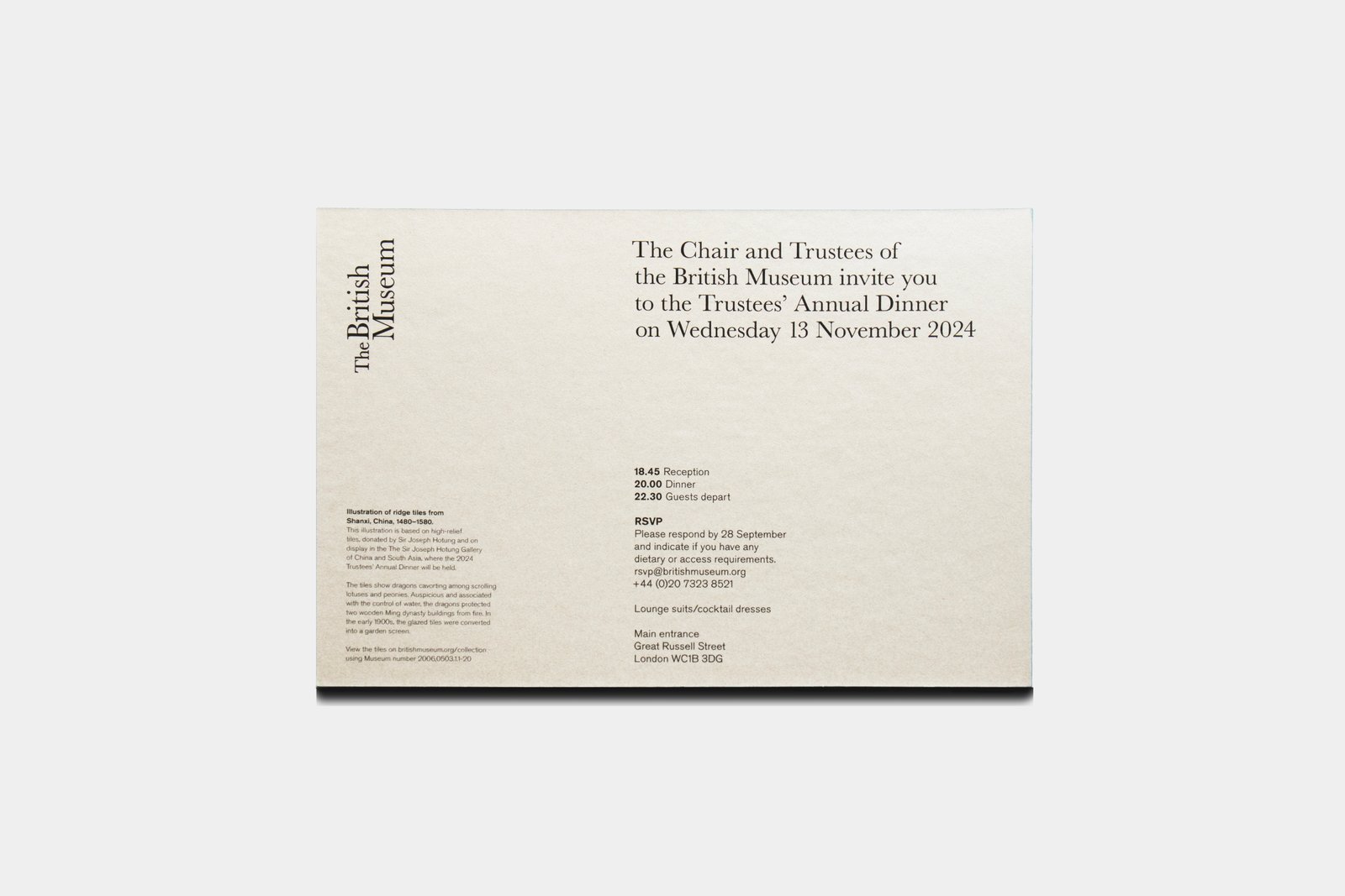 Reverse of the card.