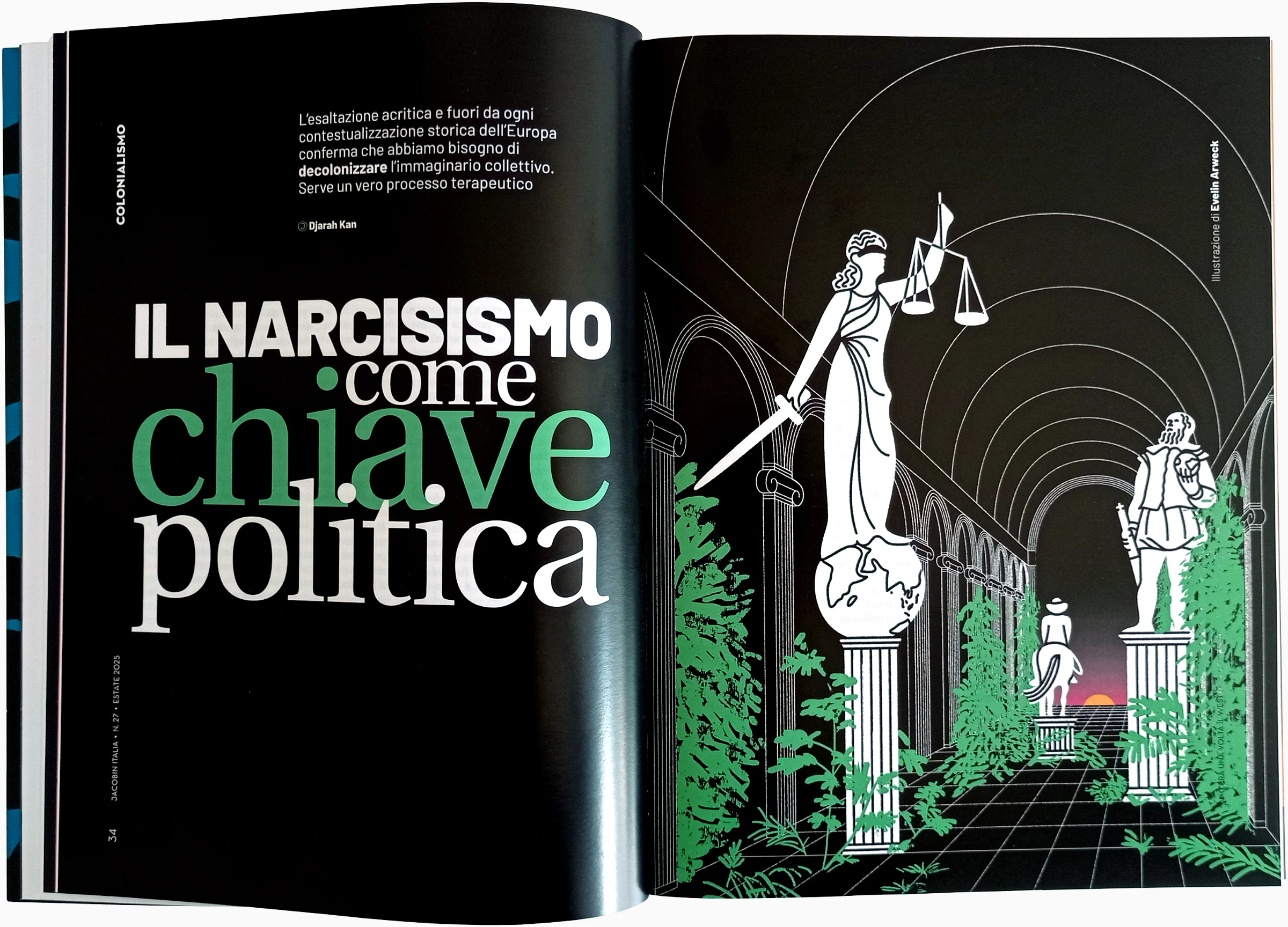Magazine spread with the illustration in situ.