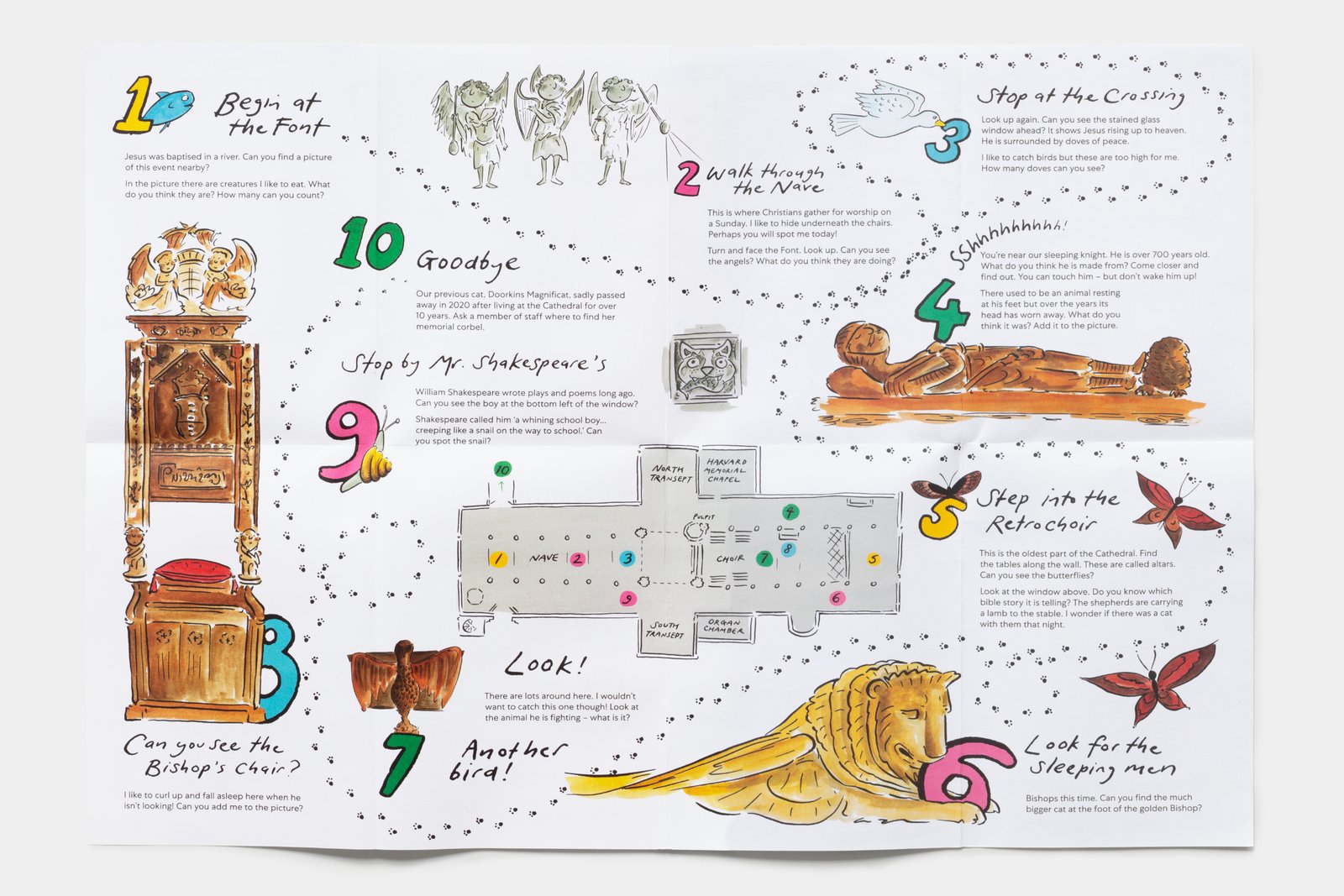 Open map with illustrated trail.